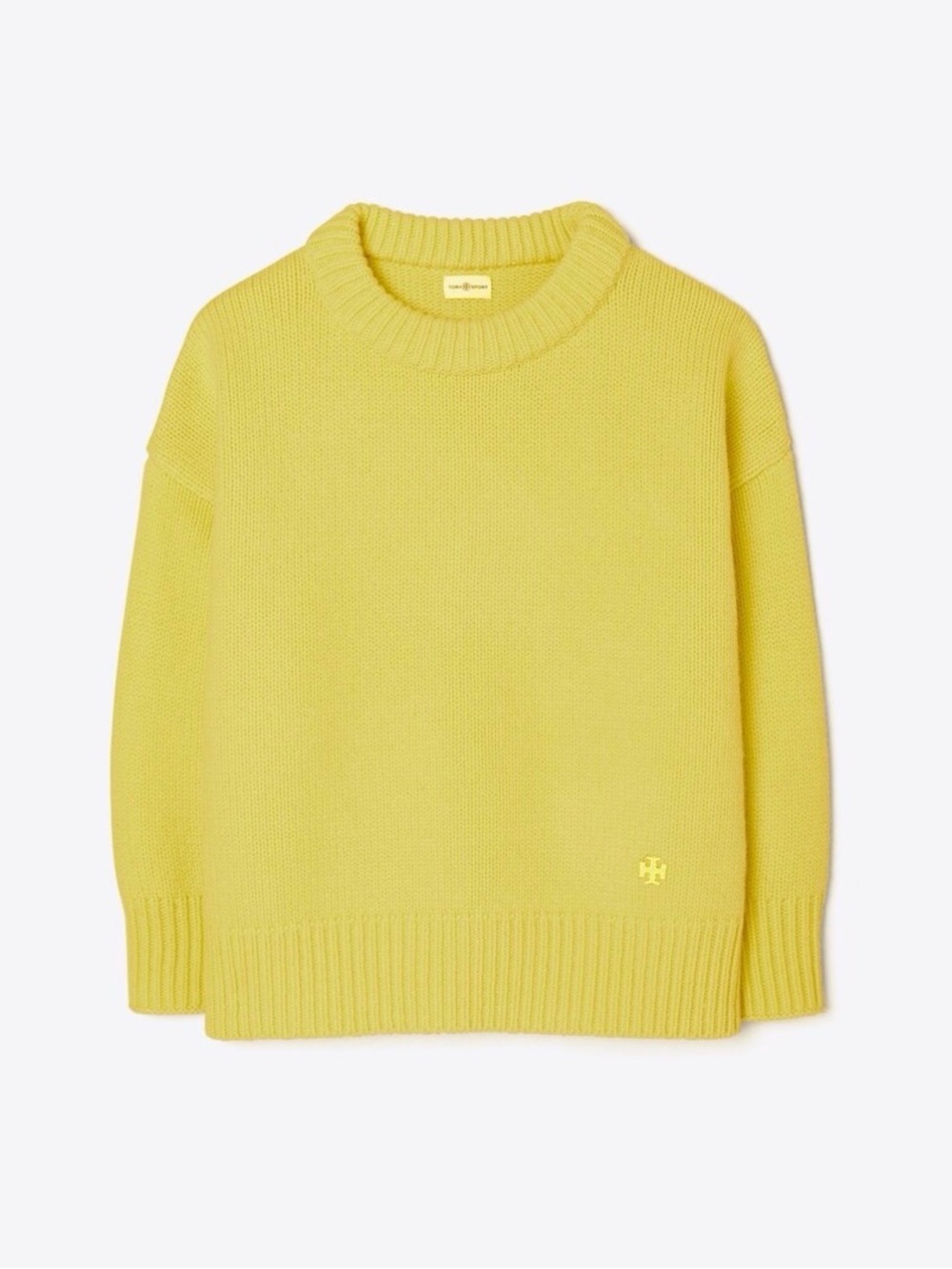 Tory Sport Yellow Knit Crewneck Sweater